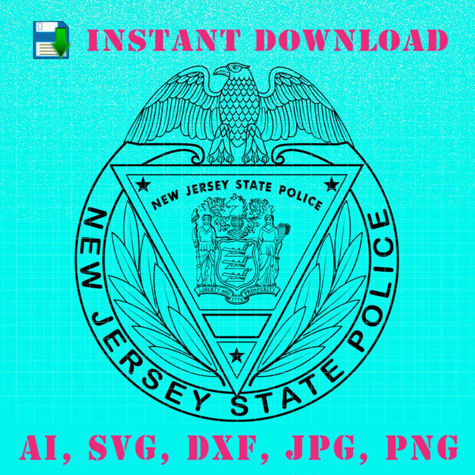 New Jersey State Police Badge Vector, Svg, Dxf, Png, Cnc Router, Laser