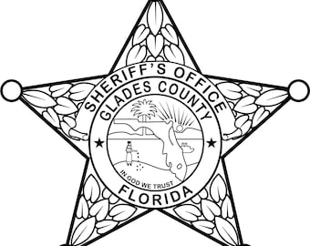 Florida Sheriff Badge, Glades County, Vector SVG, Laser Cut File
