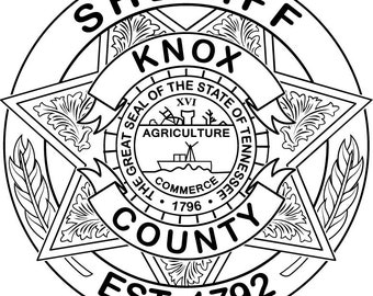 Knox County Sheriff svg vektor Abzeichen schwarz weiß Umriss Cnc-Schnittdatei Laserschnitt Holzgravur Werkzeugpfad