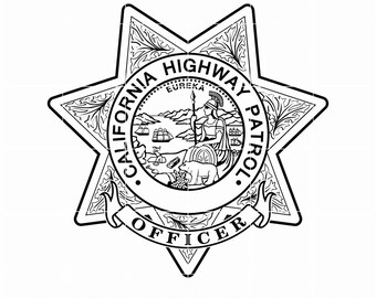 California Highway Patrol Officer svg CHP Officer vector Badge black white outline dxf logo patch cnc, laser cut, digital engraving file