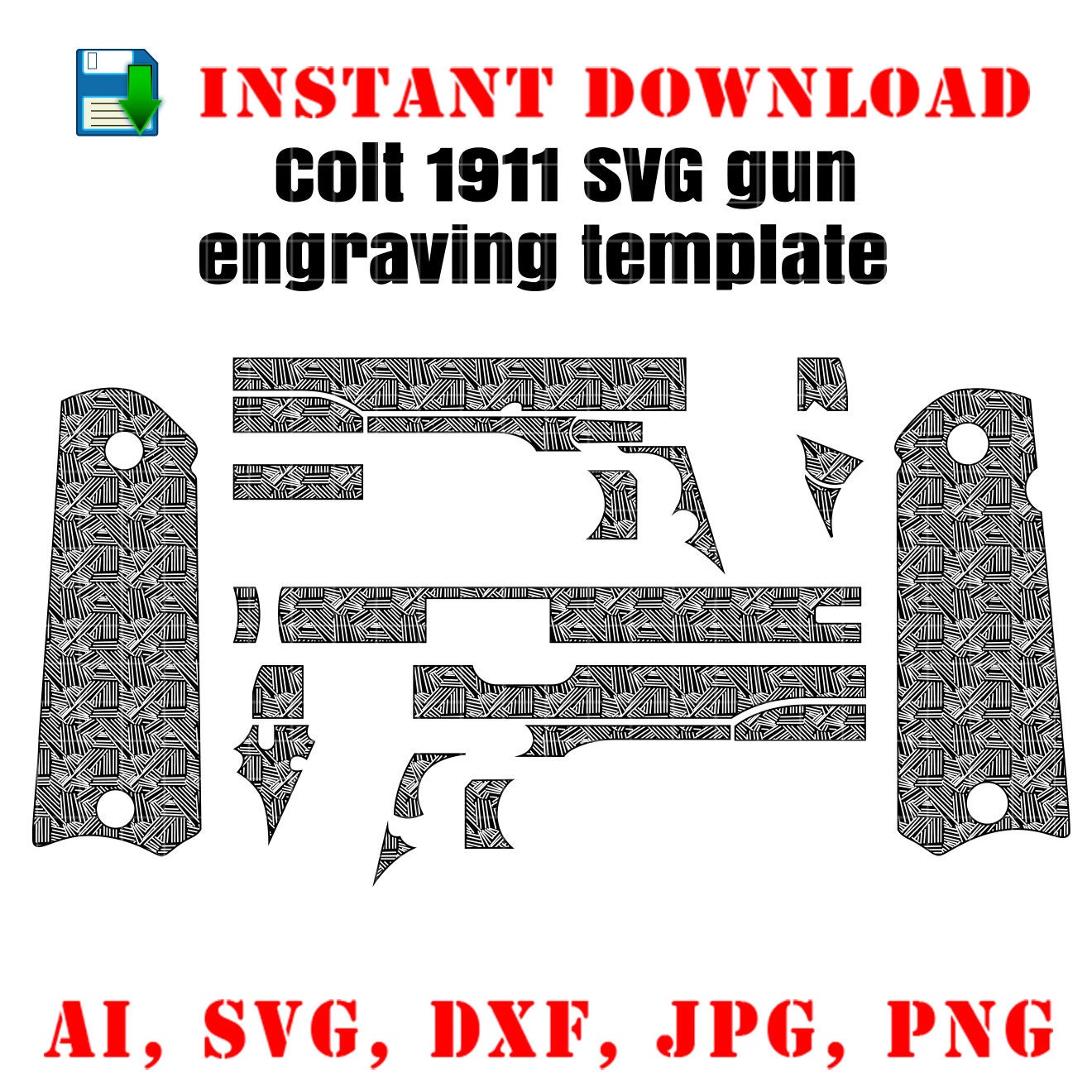 Colt 1911 All Parts SVG Engraving Vector Pattern No 2 for Laser Colt 1911 All Parts SVG Engraving Vector Pattern No 2 for Laser