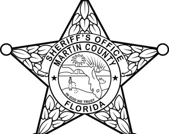 Florida Sheriff Badge, Martin County, Vector SVG, Laser Cut File