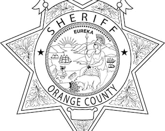 Orange County Sheriff Law Enforcement Patch Badge, Black White