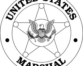 File vettoriale distintivo maresciallo degli Stati Uniti, SVG, Badge, incisione, taglio laser, Laser, file di taglio, contorni, linea arte
