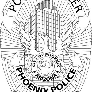 Fichier vectoriel d'insigne de police Phoenix officier, svg, insigne, gravure, découpe laser, laser, fichier découpé, contours, dessin au trait