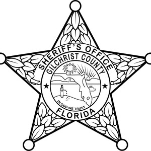 Insignia del Sheriff de Florida Parche de archivo vectorial del condado de Gilchrist, vector svg, grabado láser, fibra, láser, grabado, archivo cortado, contorno, arte lineal