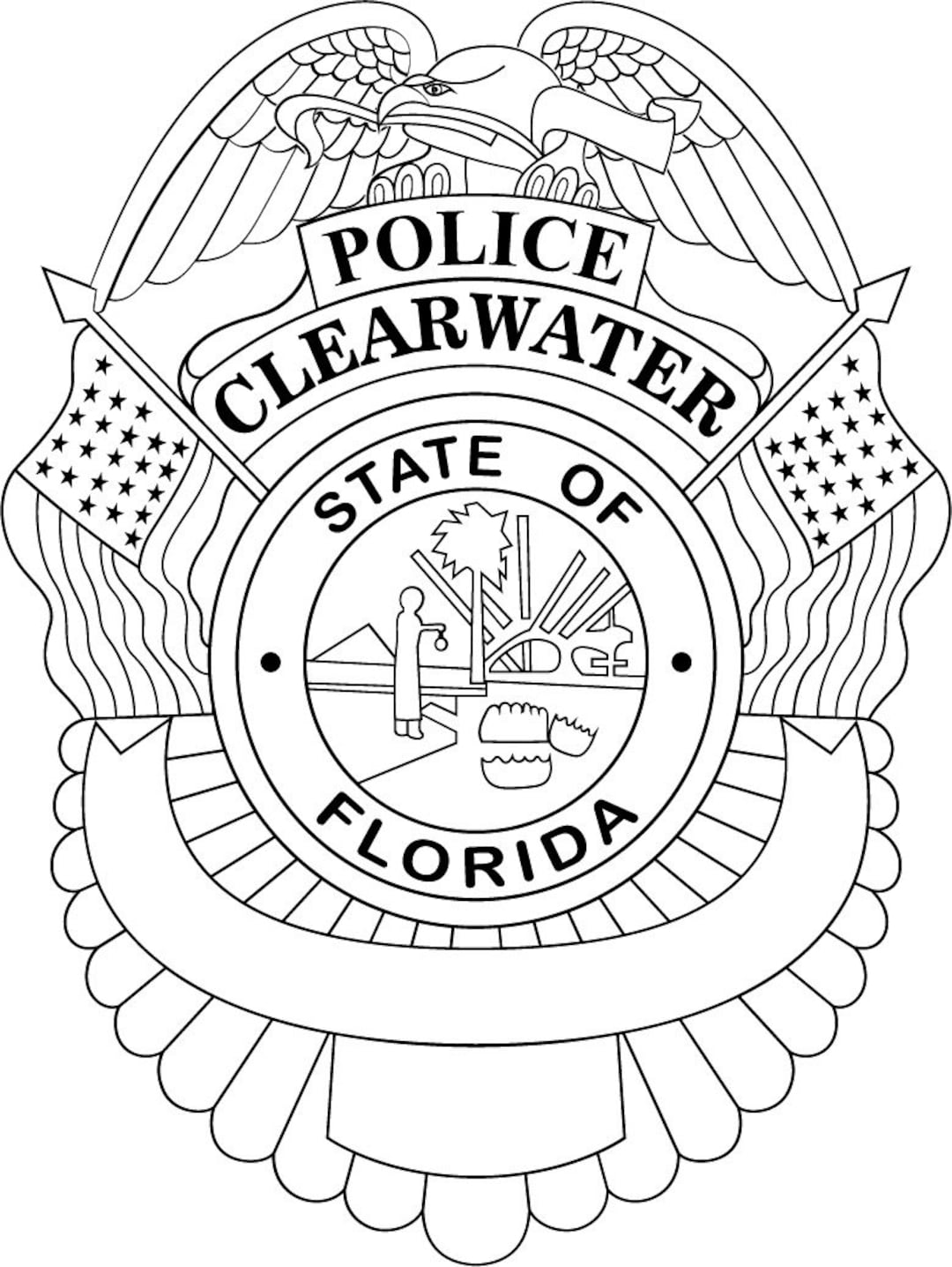 Clearwater Police Badge SVG Dxf Vector File for CNC Cut, Laser Cut
