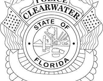 Clearwater Police Badge SVG Dxf Vector File for CNC Cut, Laser Cut