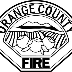 Fichier vectoriel Orange County Fire Dpt Patch, svg, badge, gravure, découpe laser, laser, fichier de coupe, contours, dessin au trait
