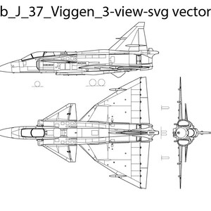 SAAB J 32 Lansen 3D tekening SVG vectorbestand badge, zwart wit, SVG, omtrek, CNC gesneden, lasergesneden, digitaal, houtgravure, laserbestand, slecht