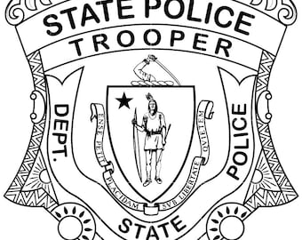 Massachusetts State Police Trooper Badge SVG, CNC Laser Cut File