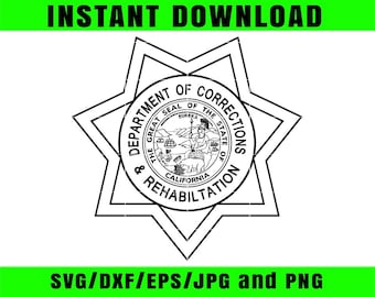 CDCRバッジロゴ、カリフォルニア州矯正局SVG DXF（カットファイル