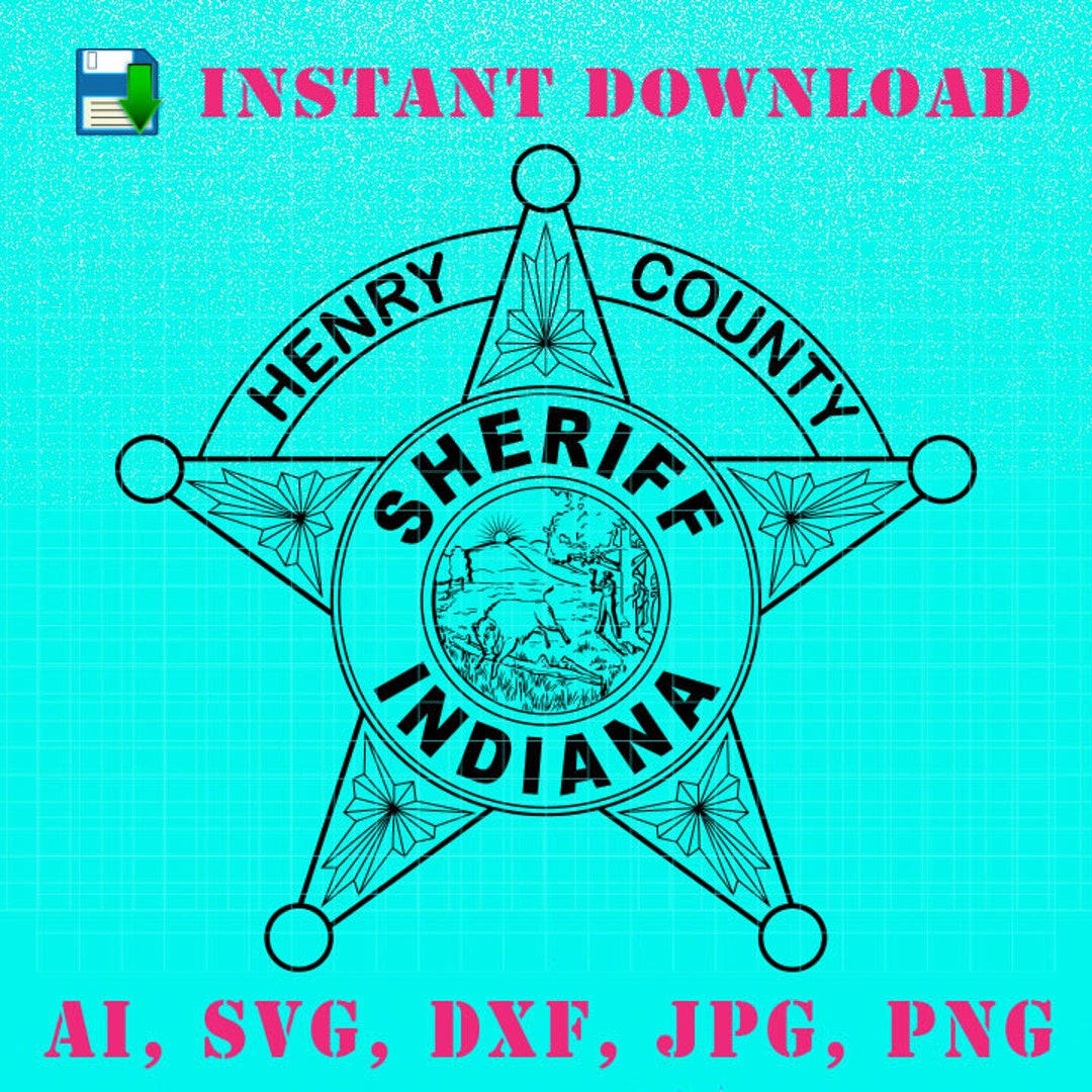 Henry County Indiana, Sheriff Badge, Vector Svg, 5 Pointed Sheriff Star