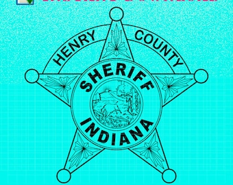 Henry County Indiana Sheriff Badge, Vector SVG, CNC Laser Cut File (Digital Download)