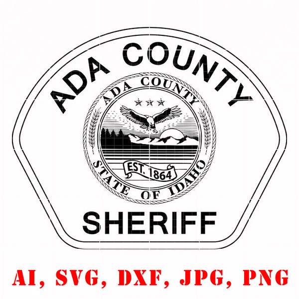 ADA County Sheriff badge SVG Sleeve Patch Vector Black Outline, Cnc Router File, Laser Engraving File, Cricut svg, Cnc Cut, Wood engraving