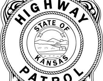 Kansas Highway Patrol Badge Patch, Vector SVG, Laser Cut File