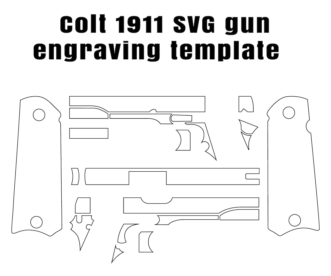 Colt 1911 Vector SVG Blank Template for Laser Engraving, Cnc Router ...