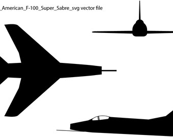 North American F 100 Super Sabre Svg Vector File, Black White
