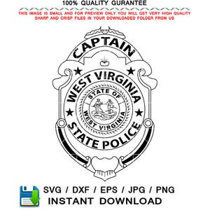 West Virginia State Police Captain Patch Vector, SVG, Laser Cut File
