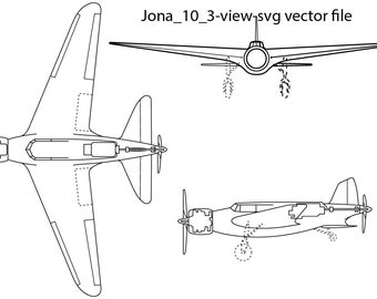 Jona 10 3 ansicht svg Vektordatei Aufnäher, Vektor, Gravur, Faser, Laser, Schnittdatei, Umrisse, Linie Kunst, Flugzeug, Hubschrauber, Flugzeug