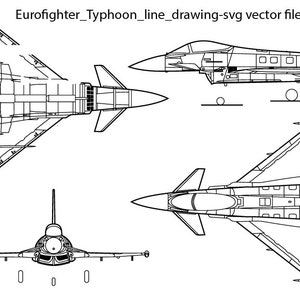Eurofighter Typhoon Line Art Vector, Laser Cut File (SVG)
