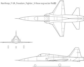 Northrop F-5A Freedom Fighter 3-View SVG, Laser Cut File
