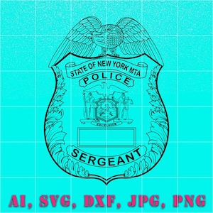 Distintivo della polizia MTA di New York senza patch personalizzata numero Vector, svg, png, router cnc, taglio laser, incisione, file Digital Cutting Machine