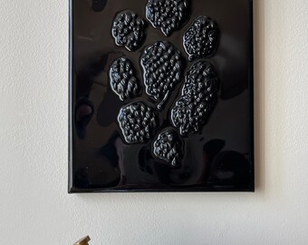 Drips on Epoxied Canvas- “Blackberries” 8 in x 11 in
