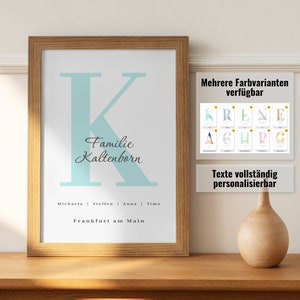 Family Poster - Personalized  | Personalized Gift for Families | Moving-in Gift| Family Name | Letter | Hometown | Birth Poster
