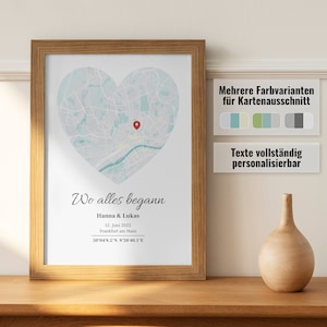 Wedding Gift - Personalized Map | Coordinates | Heart | Map | Poster | Home | Favorite | Place Harbour