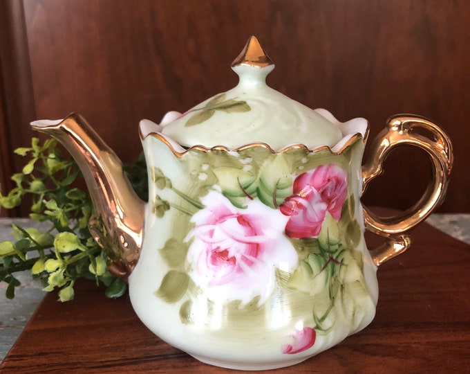 Lefton China Teapot Single Serve Hand Painted Heritage Design Etsy