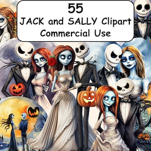 Jack en Sally png, 55 Jack clipart, Nightmare Before Christmas Bundle, Jack Skellington PNG, Jack Tumbler Wrap, Jack Halloween PNG.