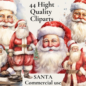44 Weihnachtsmann Clipart, hochwertige PNGs, digitaler Download - Kartenherstellung, Mixed Media, digitales Papierhandwerk, Weihnachten Clipart Bundle
