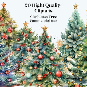 Weihnachtsbaum Clipart, 26 hochwertige PNG, digitaler Download, Kartenherstellung, Mixed Media, digitales Papier Handwerk, Winter Baum Clip Art Bundle