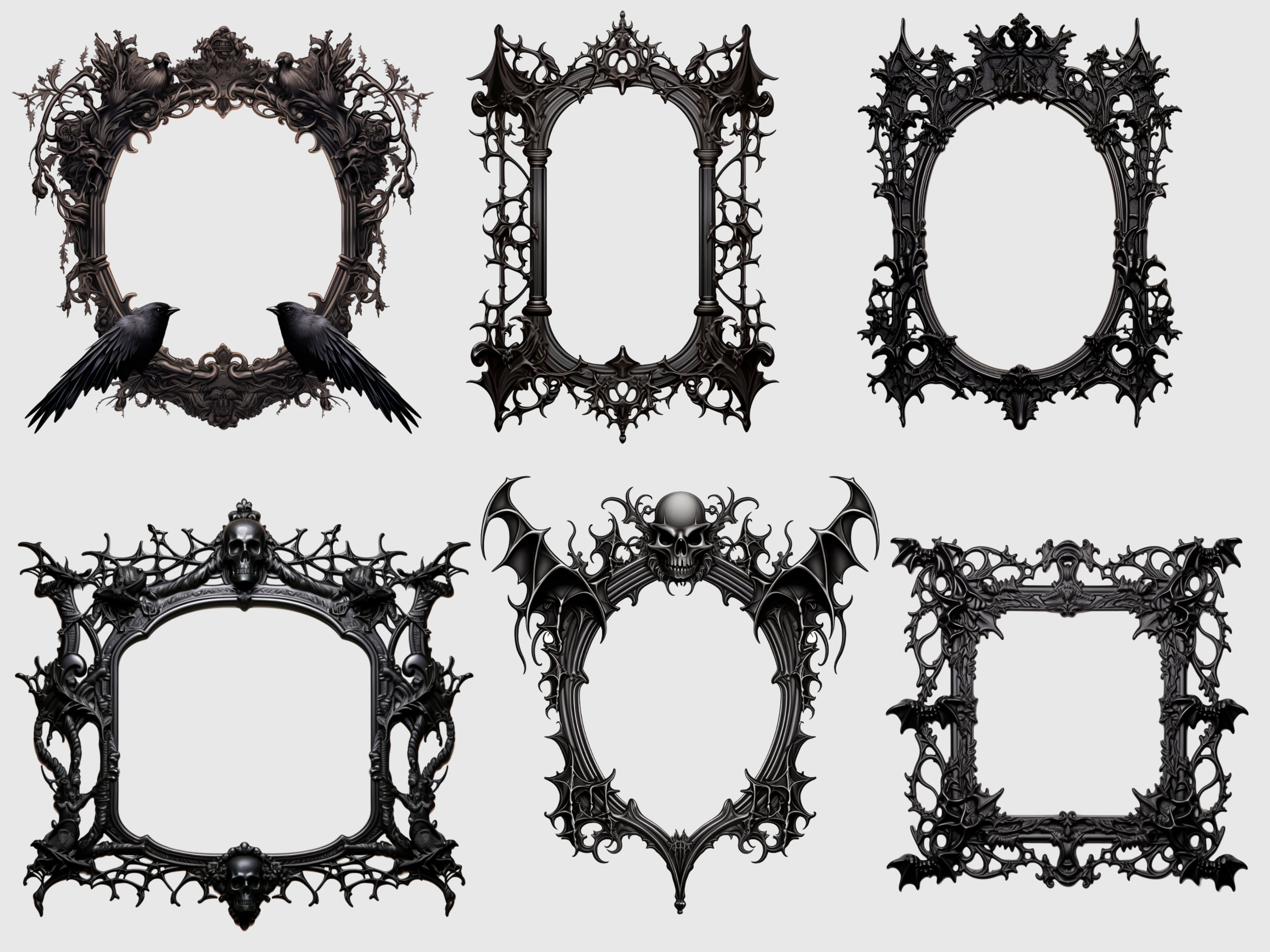 40 Gothic Frames Clipart, Baroque Dark Clip Art, High Quality Pngs