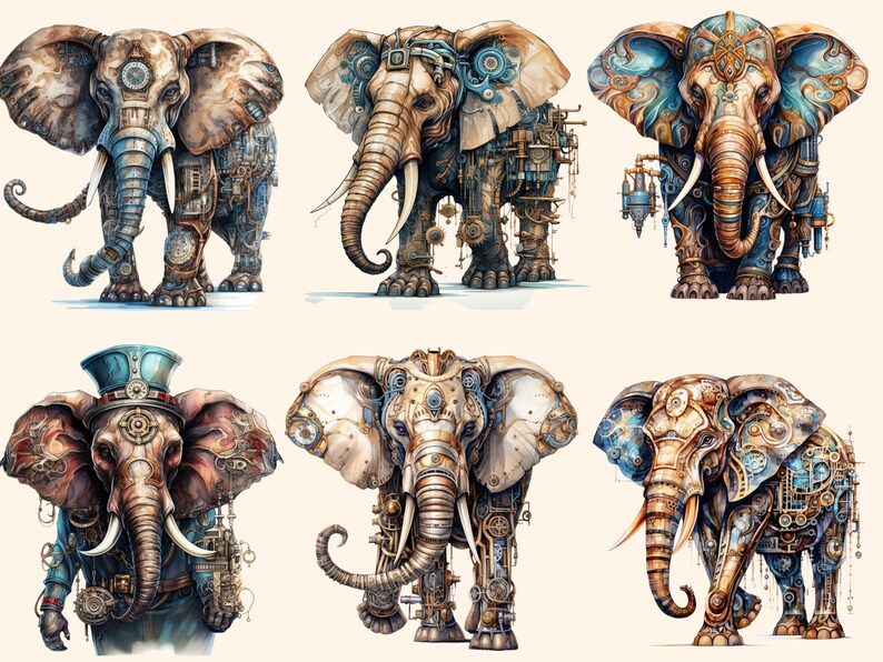 22 Steampunk Elephant Bundle,png Steampunk Cliparts,junk Journal ...