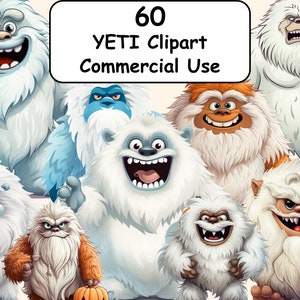 60 Halloween Yeti Clipart, Aquarell Yeti Clipart, niedliches Monster PNG, Aquarell Yeti, transparente Grafiken, kostenlose kommerzielle Nutzung