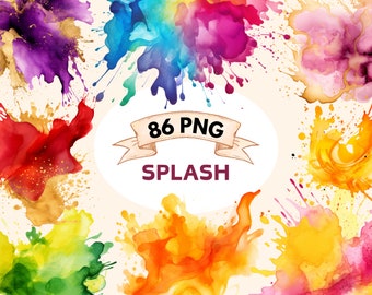 86 Watercolor Color Splash Clipart PNG Paint Splatter Clipart Alcohol Ink Clipart Abstract Clipart | PNG, Commercial Use, Instant Download