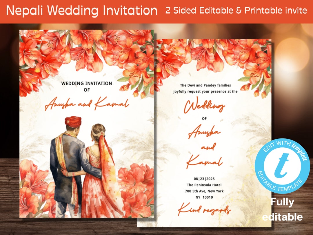 Nepali Wedding Invitation Hindu Wedding Invite Nepali - Etsy