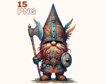 Viking Gnome illustrations bundle, Viking Gnome PNGs, Viking Gnome clipart for all your creative projects, commercial use included