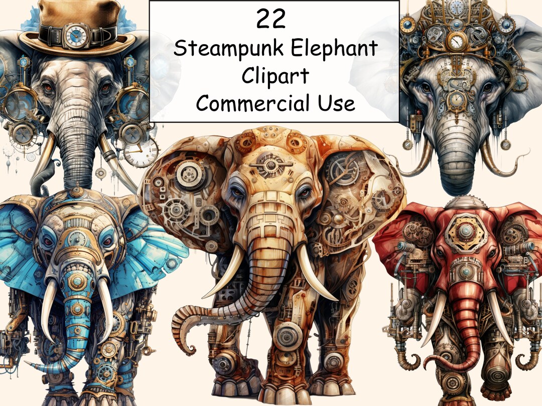 22 Steampunk Elephant Bundle,png Steampunk Cliparts,junk Journal ...
