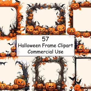 57 Halloween Frames Clipart, baroque dark Clip Art, Gothic Bundle, High Quality PNG Digital Download, Transparent Background, Commercial Use