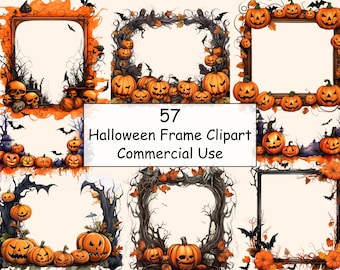 57 Halloween Frames Clipart, baroque dark Clip Art, Gothic Bundle, High Quality PNG Digital Download, Transparent Background, Commercial Use