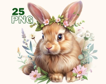 Spring rabbit illustrations bundle, rabbit clipart for all your creative projects, commercial use included