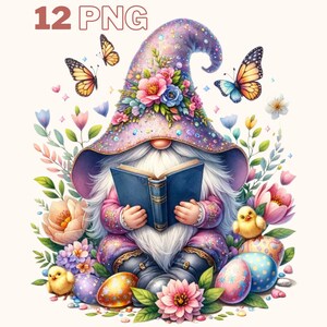 Easter Gnomes Clipart, 12 High Quality PNGs, Nursery Art, Digital Download | Card Making, Cute Gnome Clipart, Digital Paper Craft