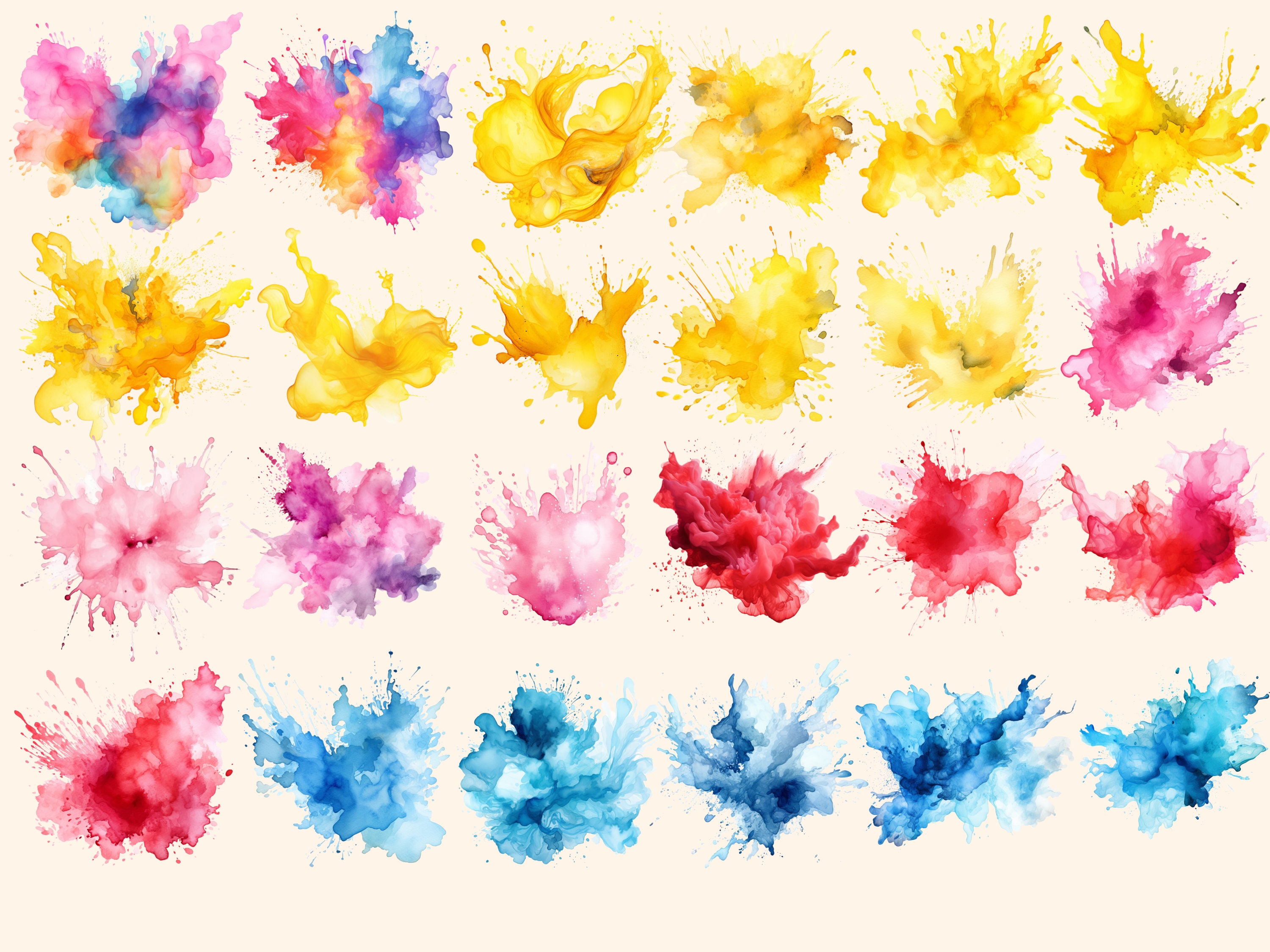 Alcohol Ink Splashes 100 Pastel Watercolor Alcohol Ink Splash Clipart, Paint Splatter PNG ...