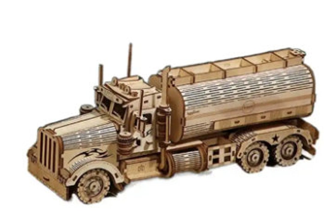 Wooden Oil Tanker Truck 3D Puzzle Etsy