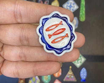 Hand-Painted Air Dry Clay Fish Charm Pendant, Resin Coated
