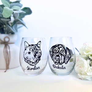 Custom Pet Stemless Wine Glass - Personalized Dog wine glass - Personalized Cat wine glass - Custom Dog Glass - Custom Cat Glass