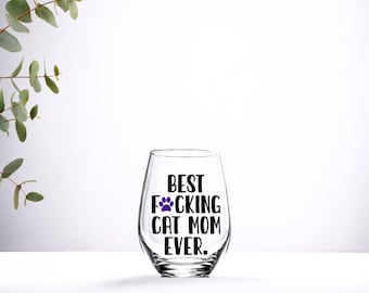 Kat moeder wijnglas - beste kat moeder ooit - aangepaste kat moeder glas blikje - aangepaste huisdier Libby glas - cadeau voor moeder - aangepast cadeau voor haar